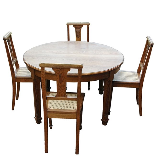 French Art Deco Table with 6 chairs