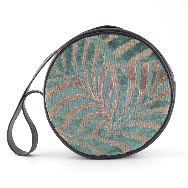 Handbag Rondeau Palm Sea-Green - Black Leather