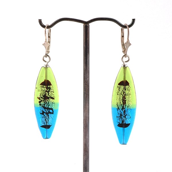 Earrings Midnight Leaf Peridot/Aqua
