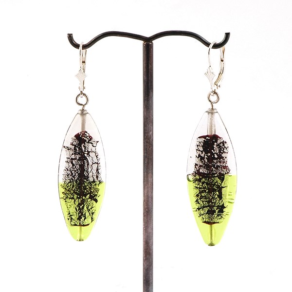 Earrings Midnight Leaf Peridot/Silver