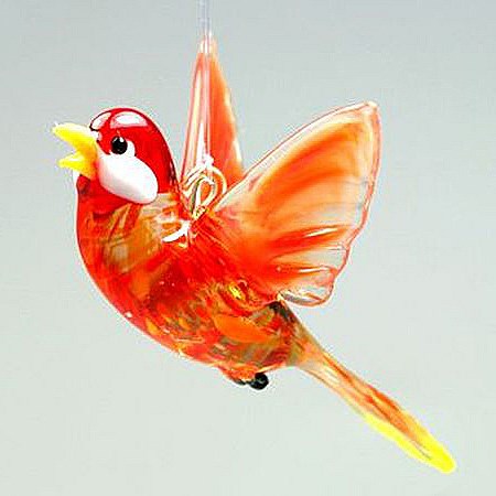 Glass Sculpture Flying Red Bird