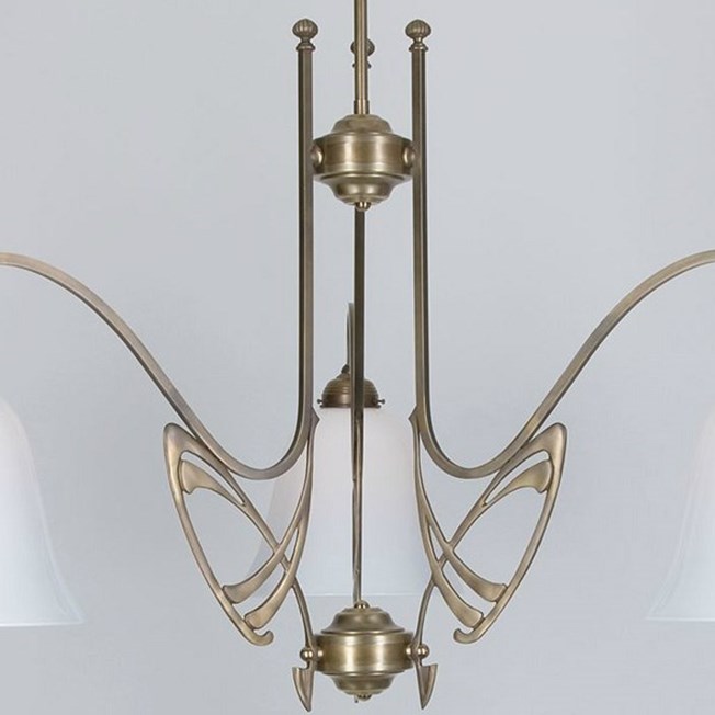Victor Horta 3-Light Chandelier Elegance Detail