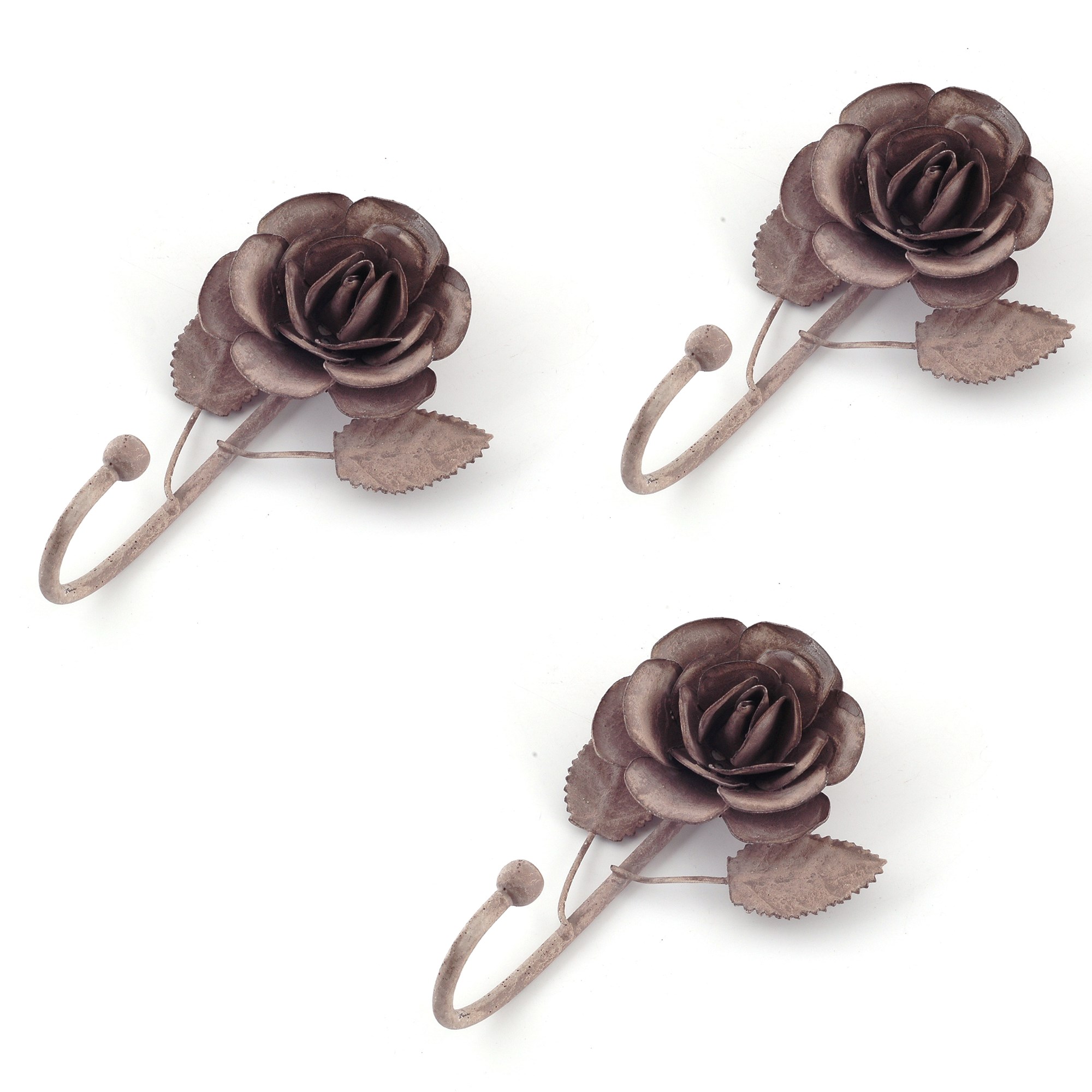 Set of 3 Hooks Grey Rose