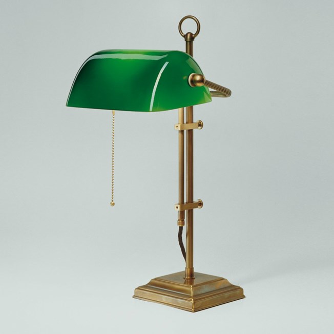 Banker Lamp Classic Square | Adjustable in height | Brass and Green