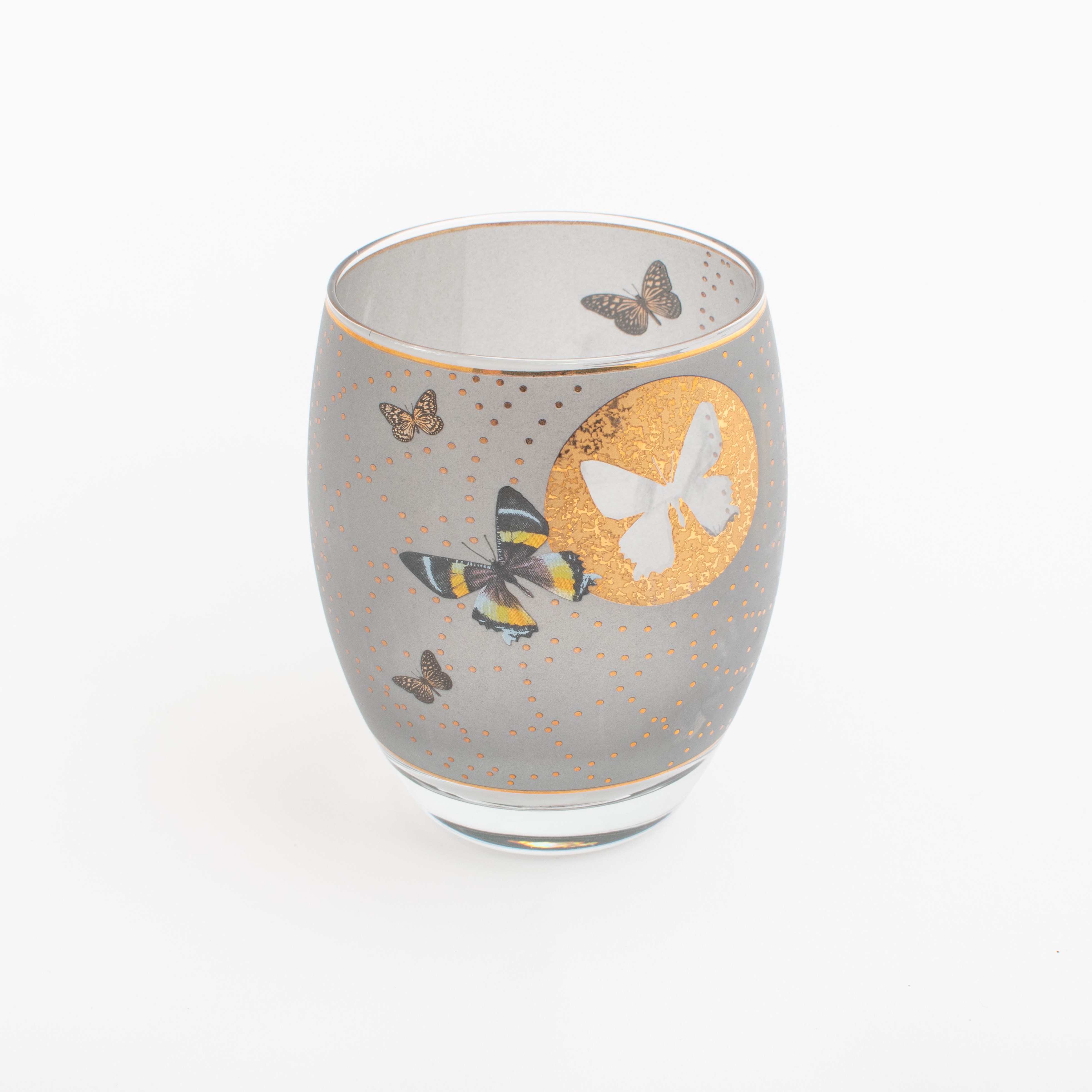 Tealight Golden Butterflies Grey