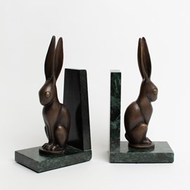 Set of Bookends Hare in Bronze