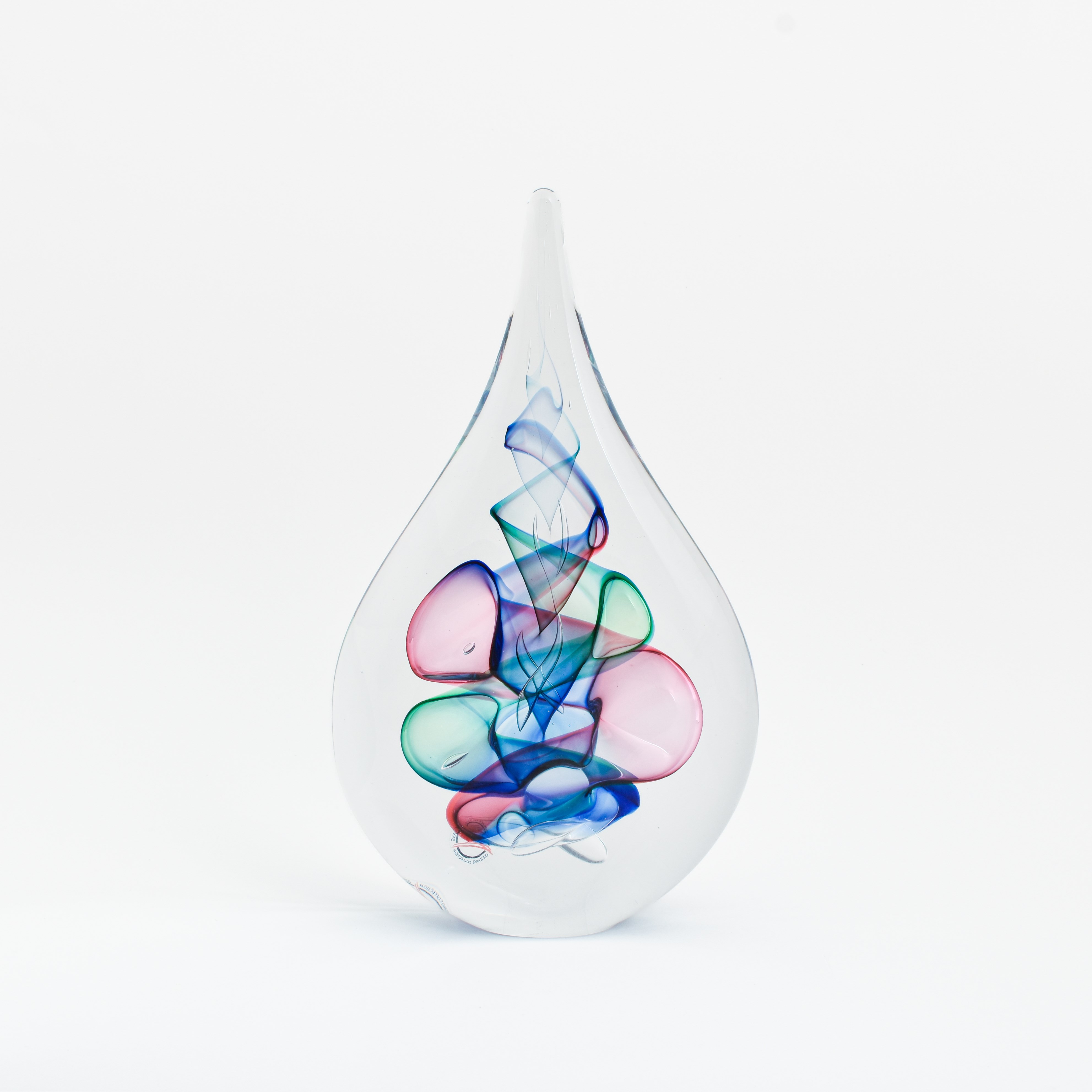 Glass Sculpture Drop Red Green Blue