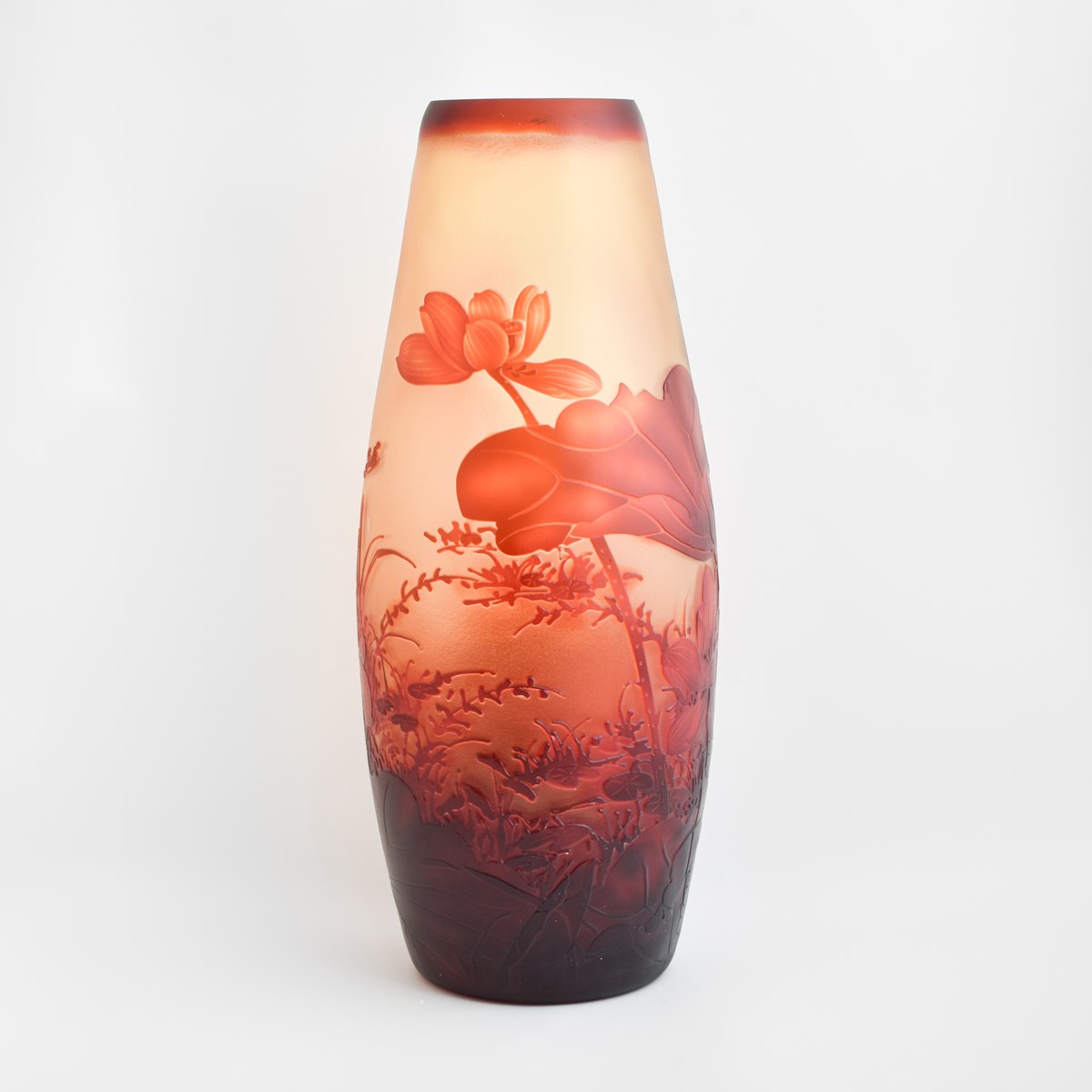 Glass Vase Dragonfly and Lotus