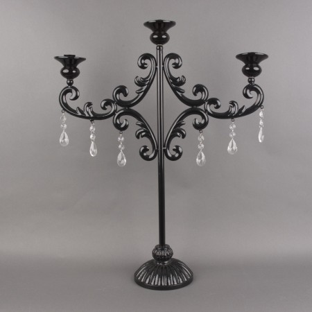 High Candlestick Decorate Black 3 Candle Sockets