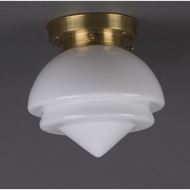 Ceilinglamp Gispen Point Large opal white glass with layered brass fixture