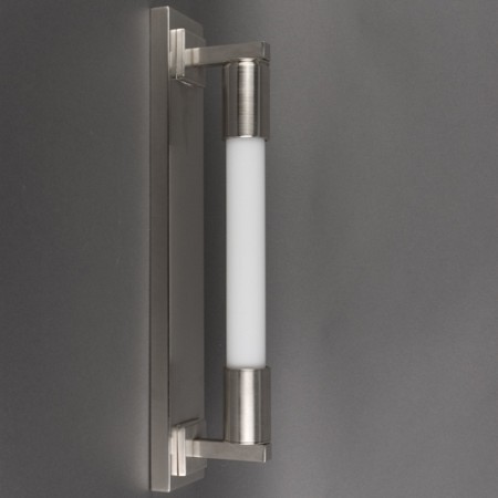 Bathroom wall lamp Tube with matted nickel finish and replaceable white lamp