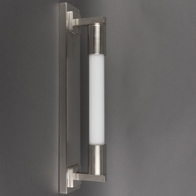 Bathroom wall lamp Tube with matted nickel finish and replaceable white lamp
