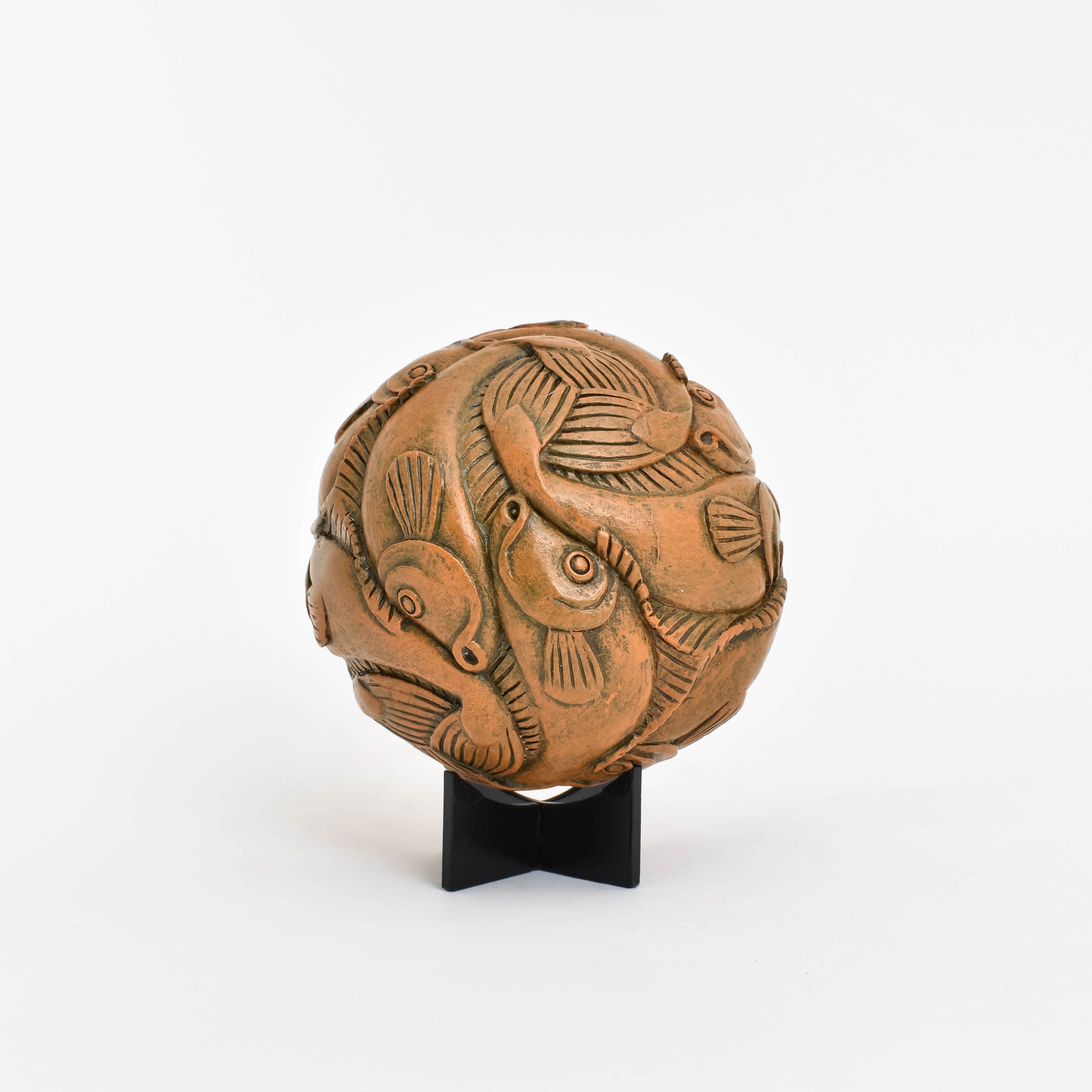 Sculpture Escher Globe with Fish 
