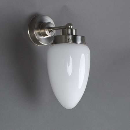 Wall lamp with matted nickel finish and opal white glass shade