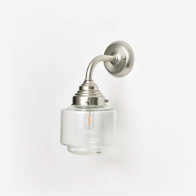 Wall Lamp Stepped Cylinder Small Clear Curve Matt Nickel