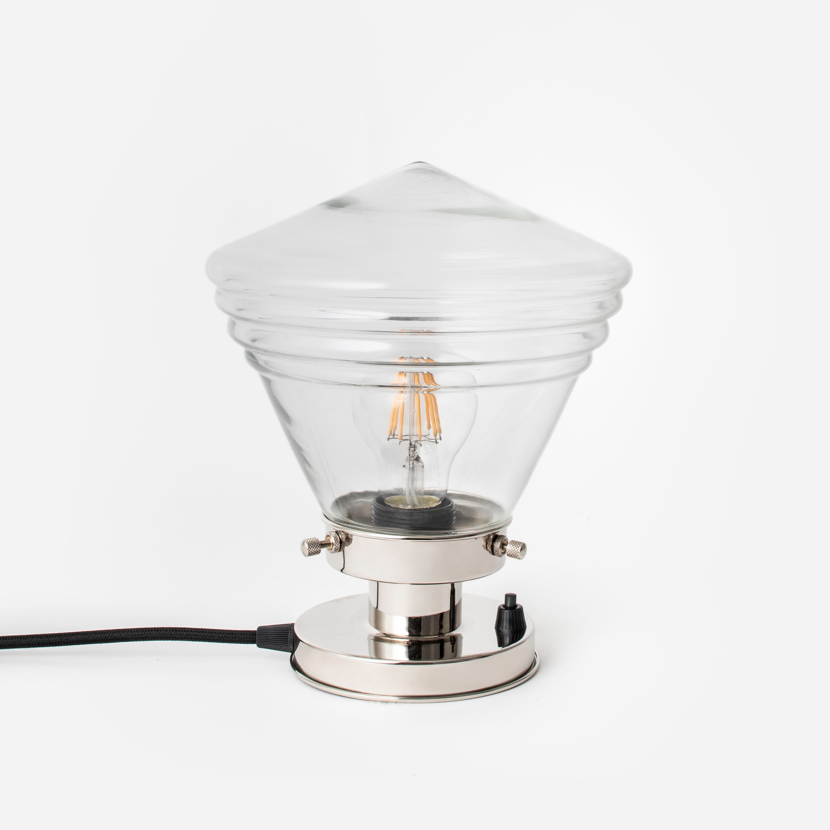 Table Lamp Luxurious School Small Clear 20's Nickel