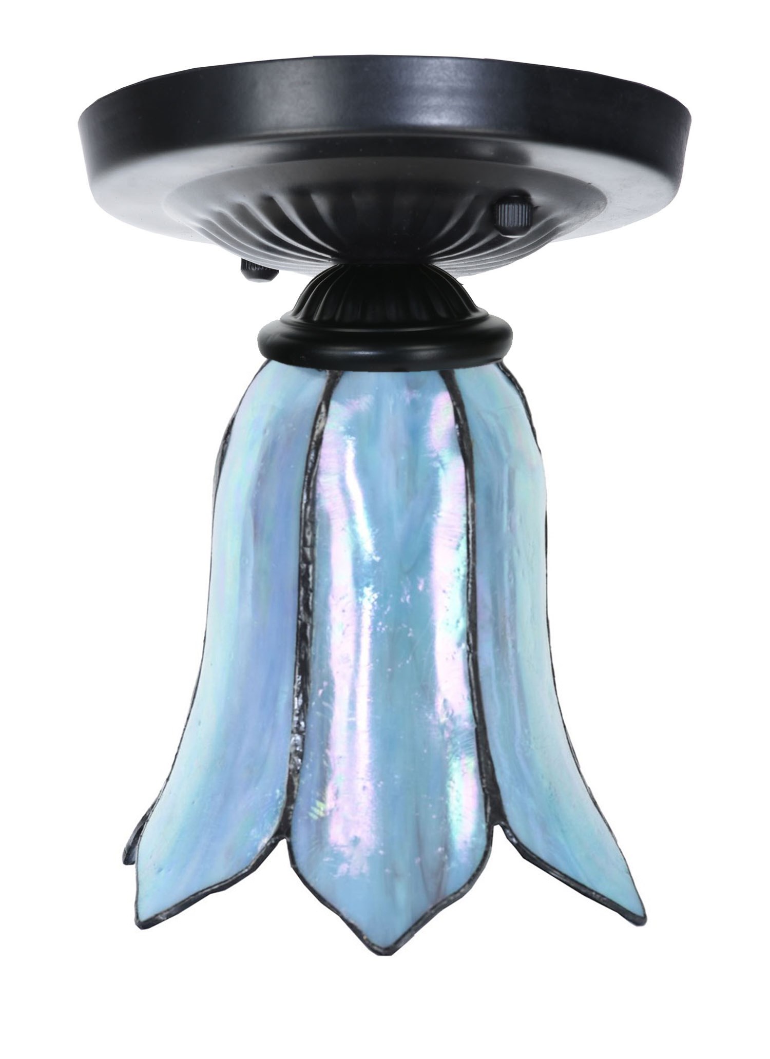 Tiffany ceiling lamp black with Gentian Blue