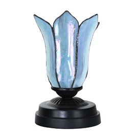 Tiffany low table lamp black with Gentian Blue