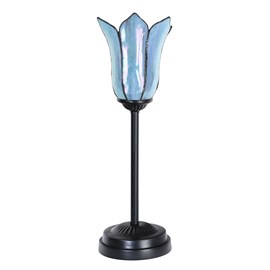 Tiffany slim table lamp black with Gentian Blue
