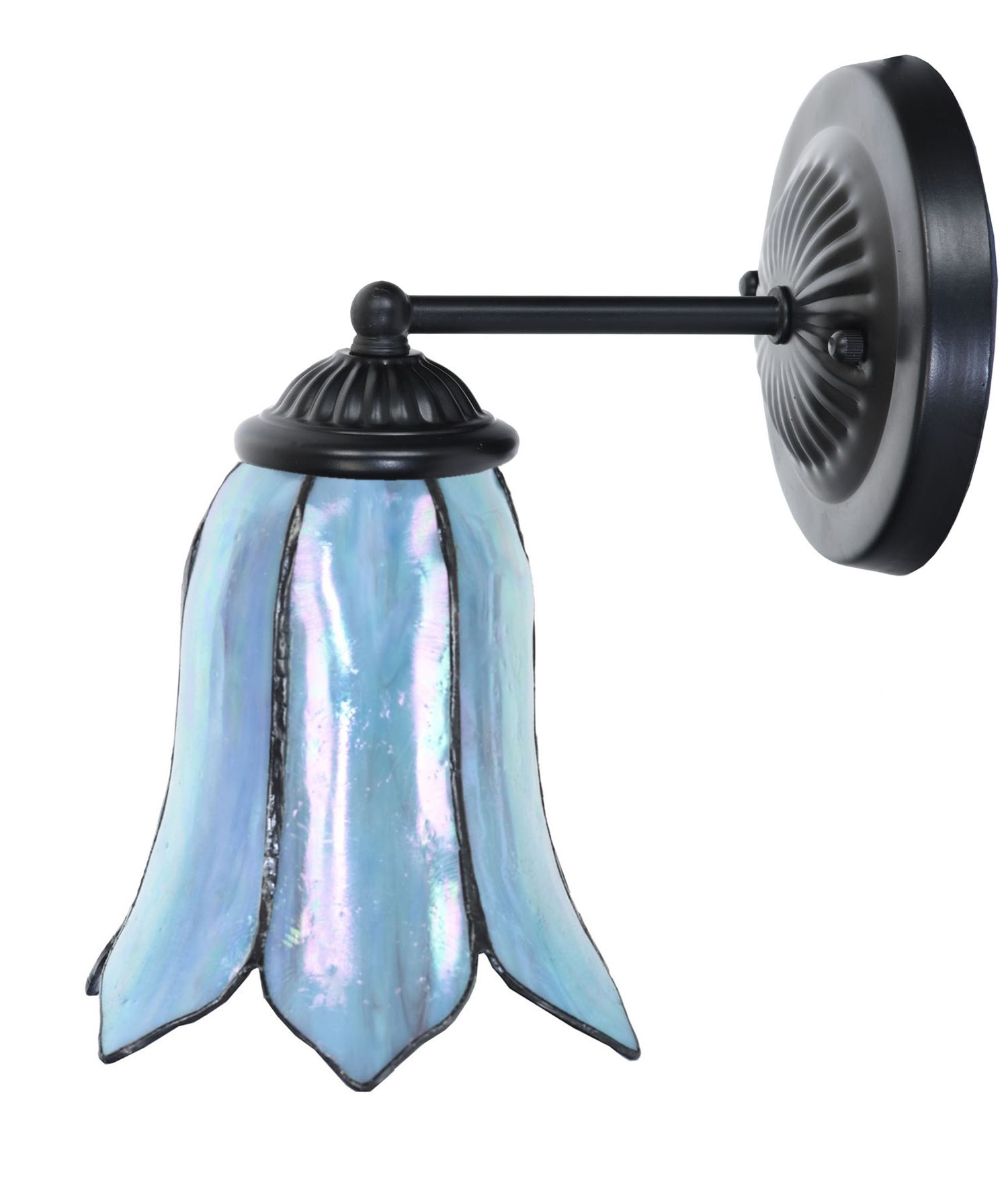 Tiffany wall lamp black with Gentian Blue