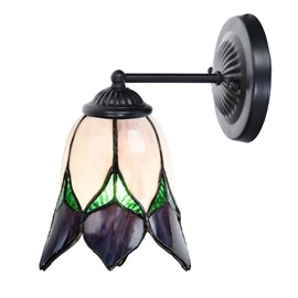 Tiffany wall lamp black with Lovely Flower Purple