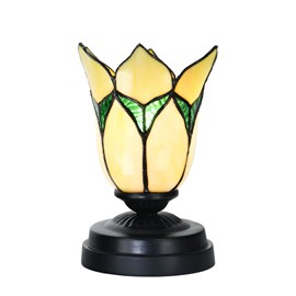 Tiffany low table lamp black with Lovely Flower Yellow