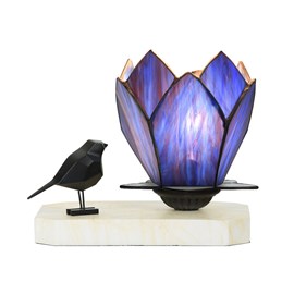Tiffany table lamp / sculpture Ballade of a Bird Blue Lotus