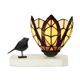Tiffany table lamp / sculpture Ballade of a Bird Flow Souplesse Small