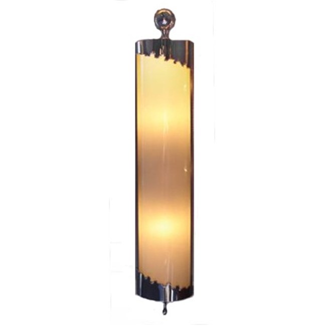 Wall lamp Serre with shiny nickel finish and creamwhite marbled glass