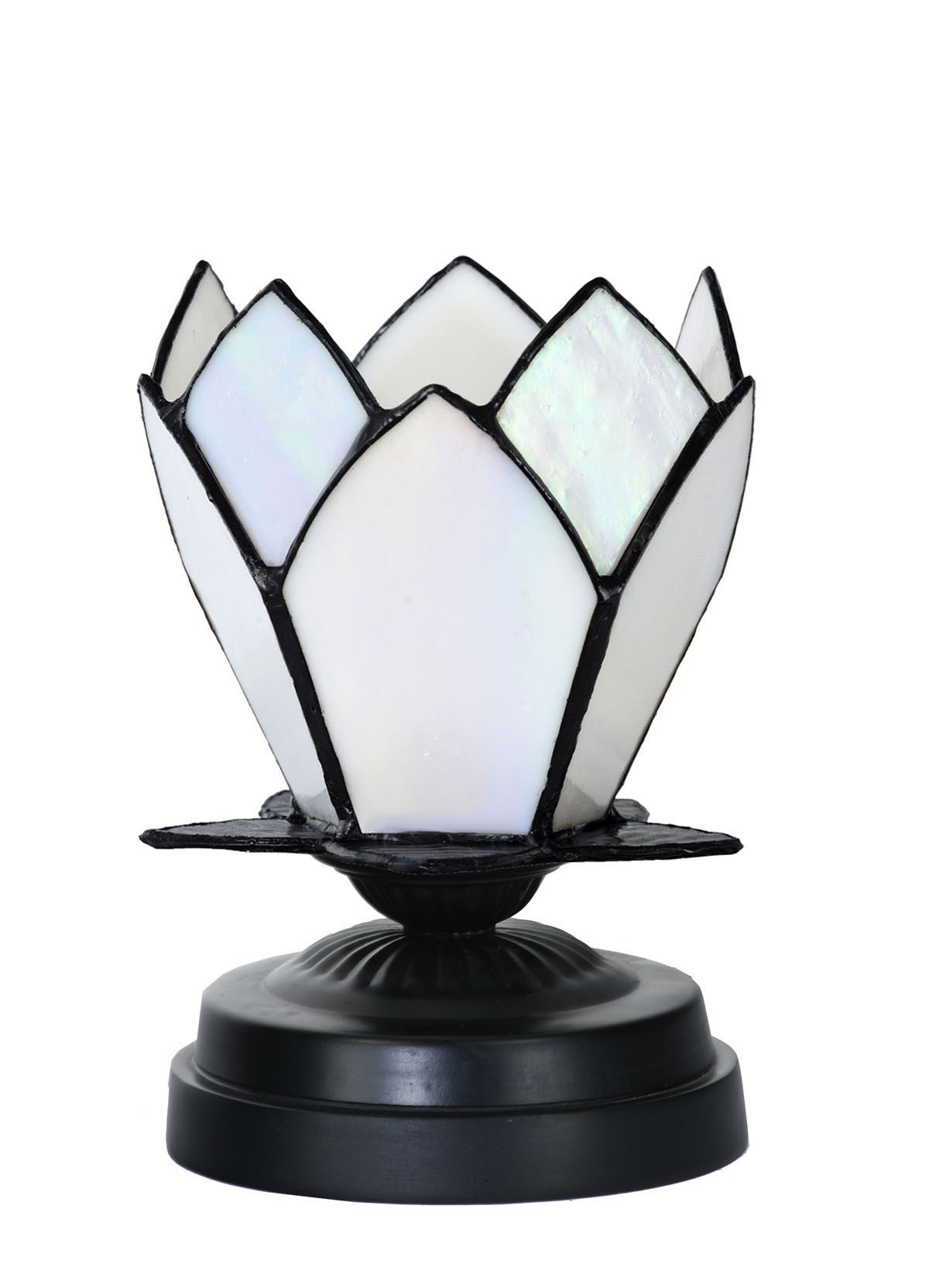 Tiffany low table lamp black with White Lotus