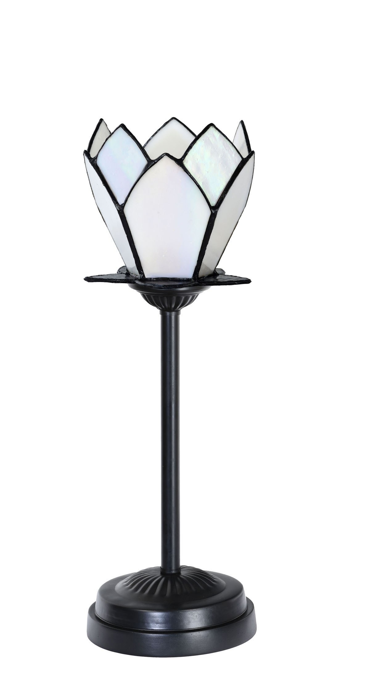 Tiffany slim table lamp black with White Lotus