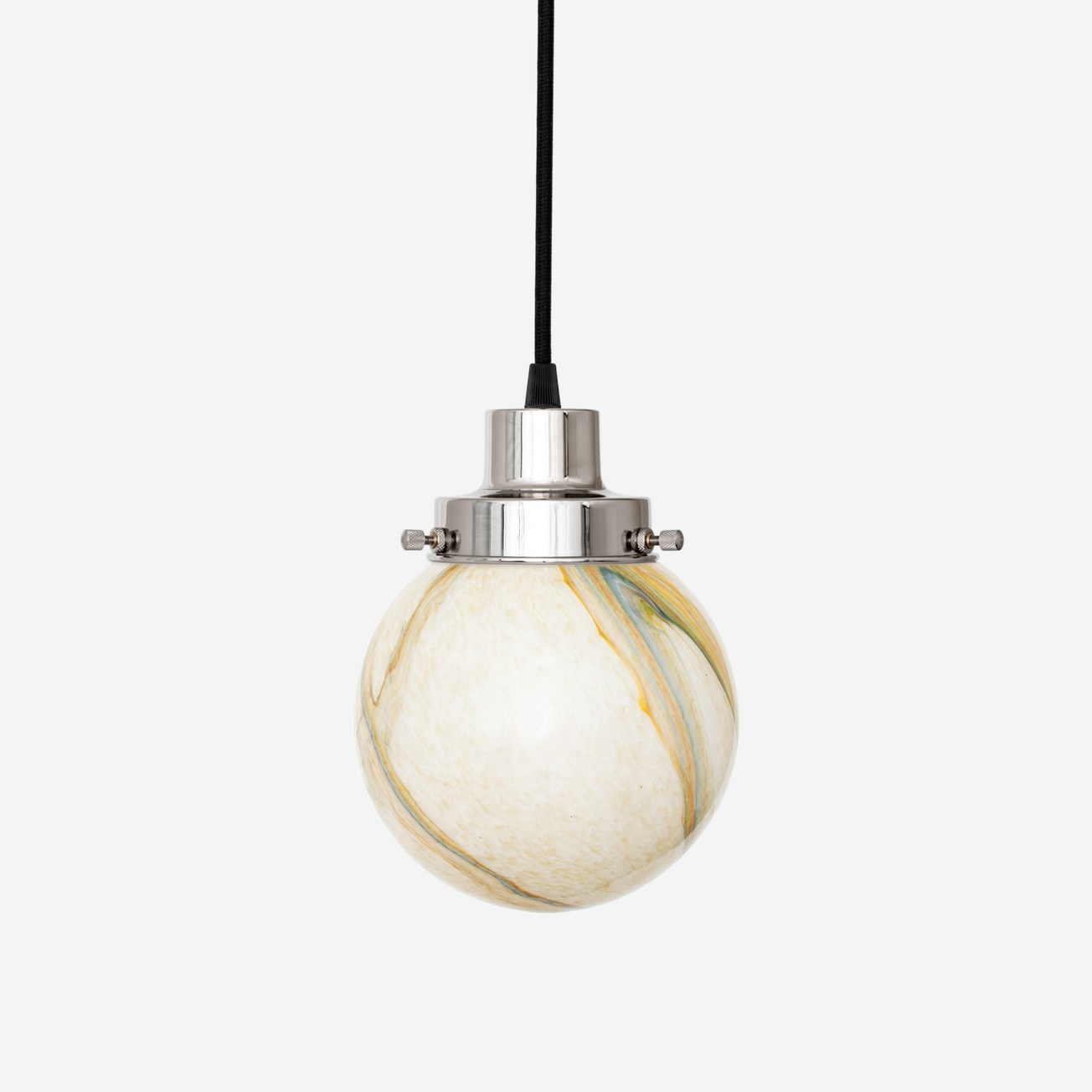 Hanging lamp on cord Marble Globe 20's Nickel