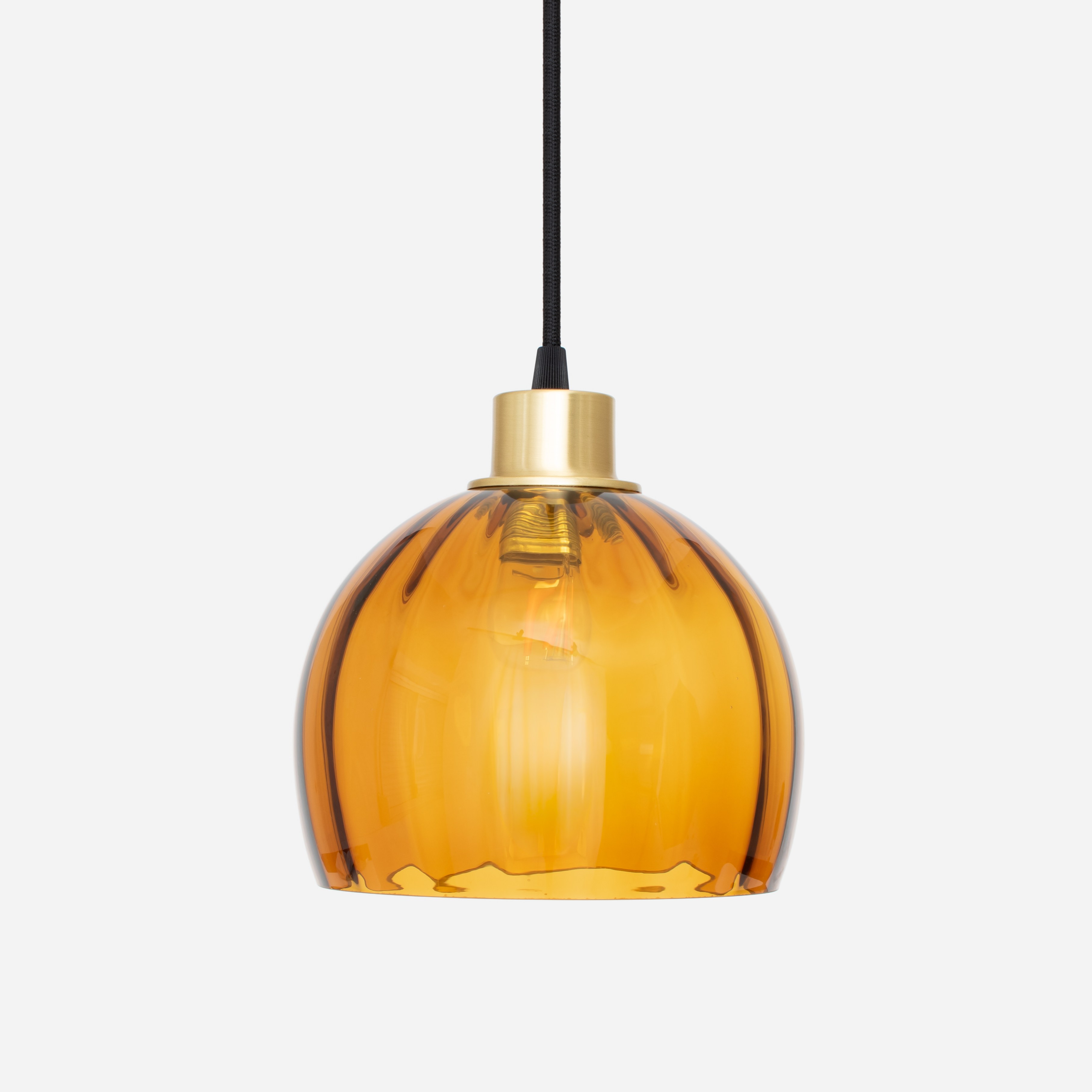 Hanging lamp on cord Calabash Medium Amber 20's Brass