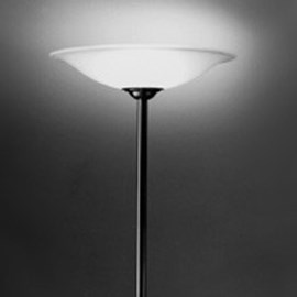 Large Floor Lamp with Etched Glass Bowl
