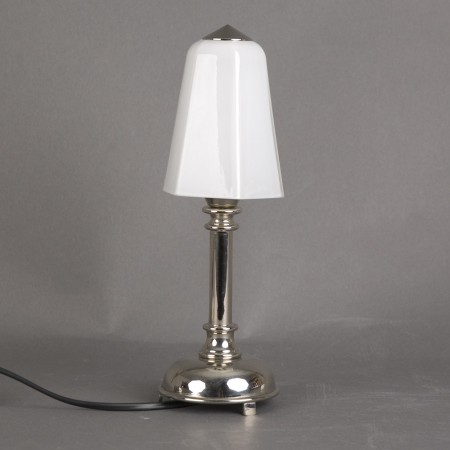 Bathroom Table Lamp Little Retro with glass shade Hexagon Small Opal