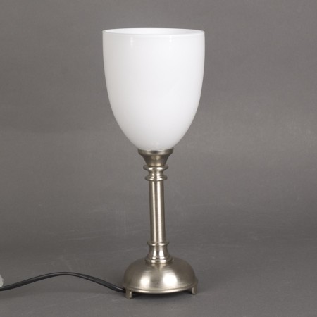 Bathroom Table Lamp Little Retro with glass shade Cup Opal white upside down