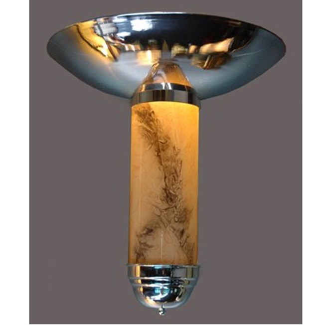 Wall lamp Manhattan with shiny nickel finish and marbled glass