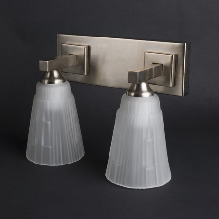 Bathroom wall lamp Duplo with glass shade Blois Etched