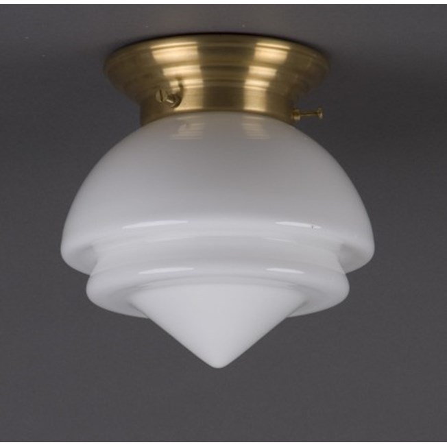 Ceilinglamp Gispen Point small opal white glass with rounded brass fixture