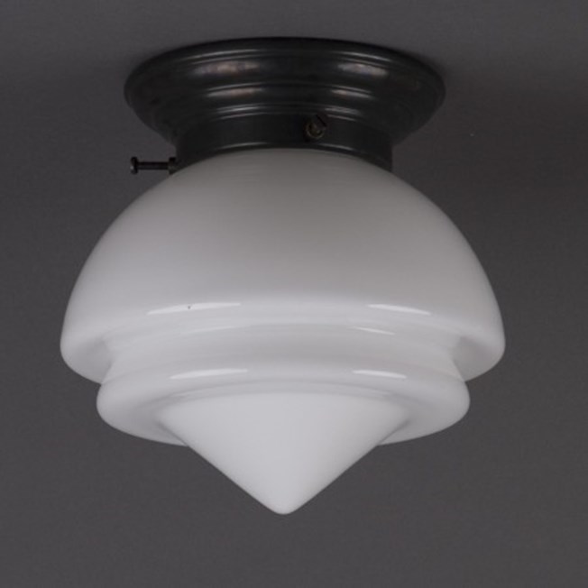 Ceilinglamp Gispen Point small opal white glass with rounded bronzed fixture