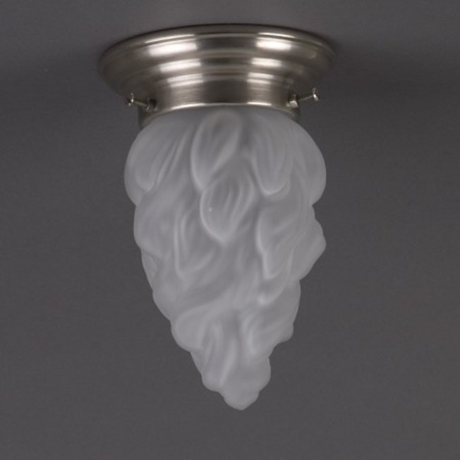 Ceilinglamp Flame etched with rounded matt nickel fixture