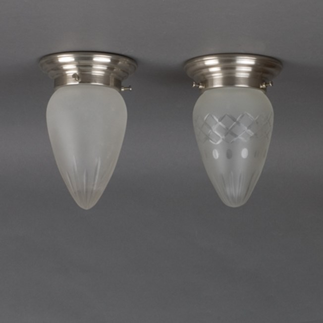 Overview Ceilinglamp Ellips in star carved and extra carved etched glass