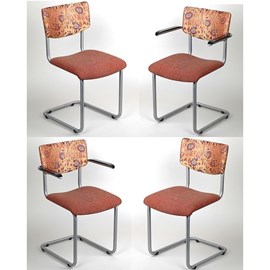 Set of 4 RVS Tube Chairs Lalique