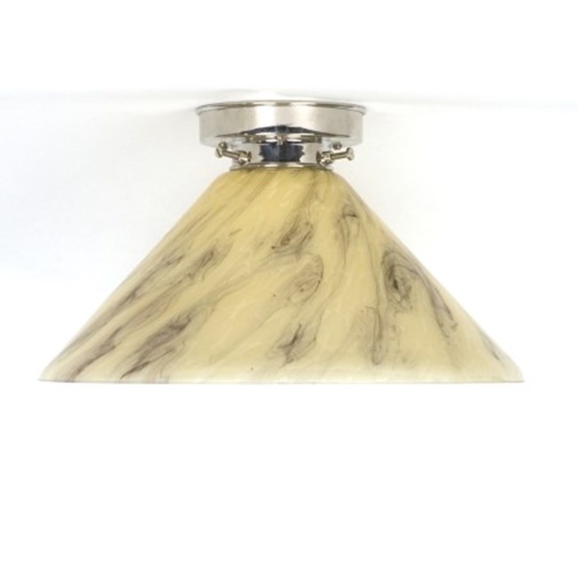 Ceilinglamp Cono in marbled glass with layered nickel fixture