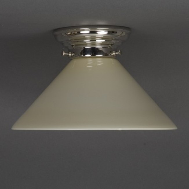 Ceilinglamp Cono with light yellow/ cebe / ivory glass with rounded nickel fixture