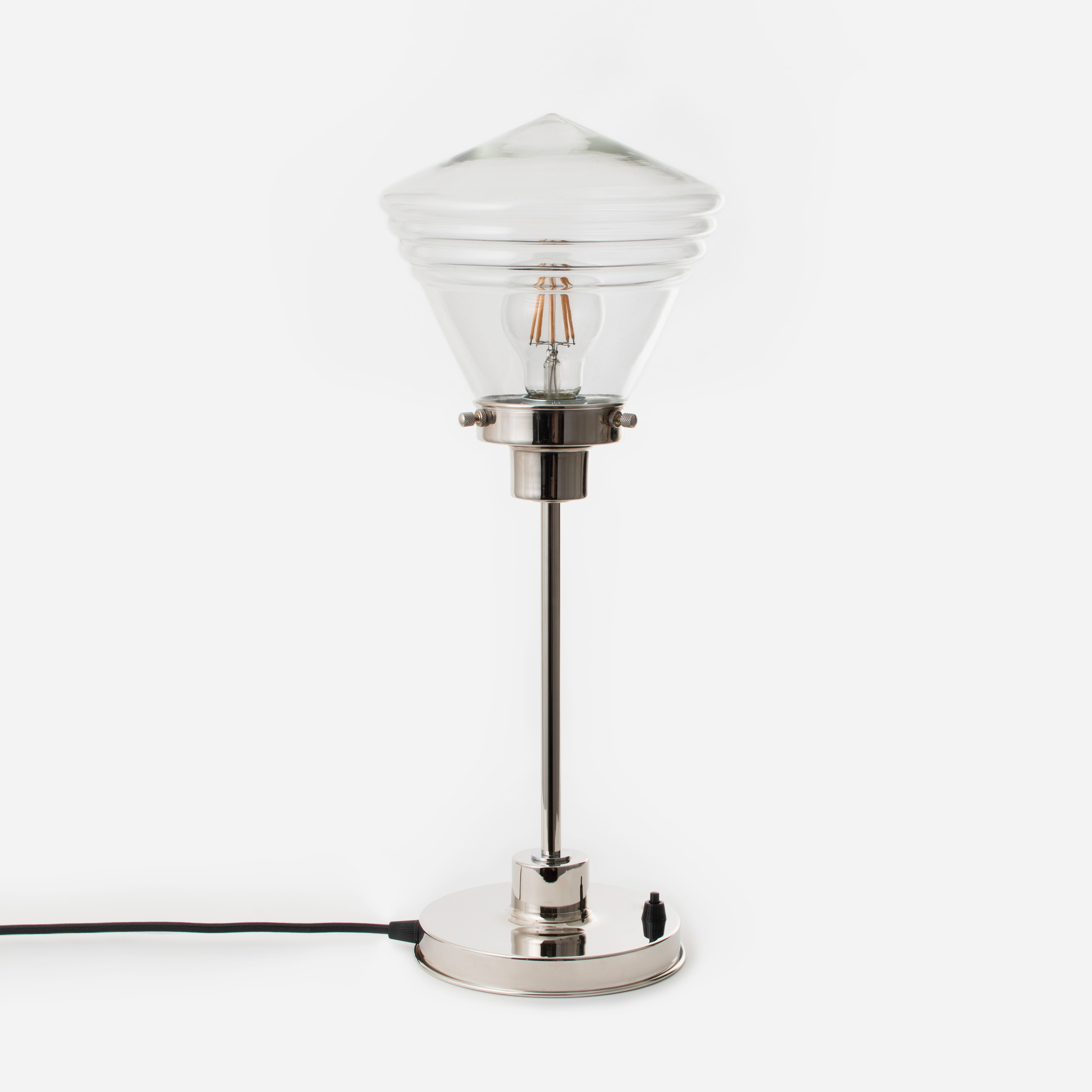 Slim Table Lamp Luxurious School Small Clear 20's Nickel